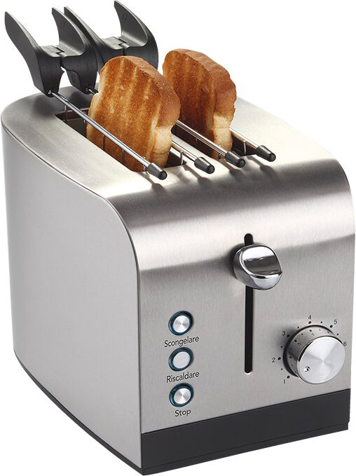 r. g. v. toast express 2 tostapane con pinze 2 fette 7 livelli di cottura + funzione riscaldamento e scongelamento vassoio raccobriciole colore acciaio - toast express 2