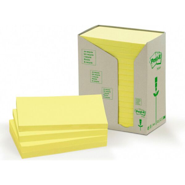 3m 91396 post-it note in carta riciclata 16 confezioni giallo 655-1t - 91396