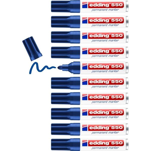 edding 4-550 003 marcatore permanente blu punta smussata 10 pezzi - 4-550 003