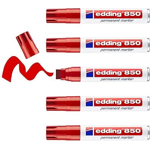 edding 4-850 002 marcatore permanente rosso punta smussata 5 pezzi - 4-850 002