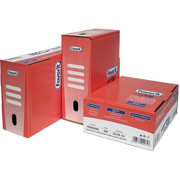 favorit 100460060 confezione 500 buste forato universale 1725 sup 22 x 30ba - 100460060