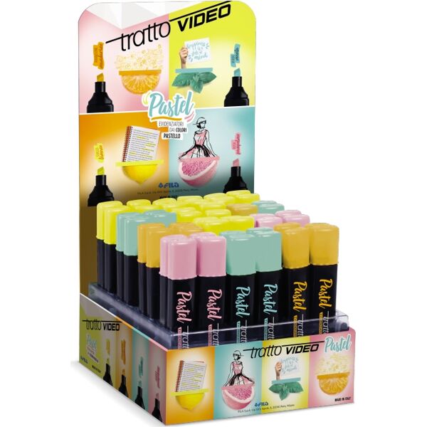 tratto 835900 video pastel marcatore menta arancione rosa giallo 48 pezzi - 835900