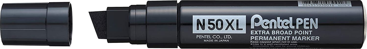 pentel n50xl-a n50xl marcatore permanente nero punta smussata 6 pezzi - n50xl-a