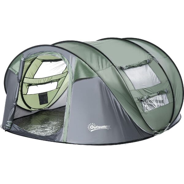 vivagarden 169a tenda da campeggio pop up 4-5 posti impermeabile 2 porte e 4 finestre - 169a