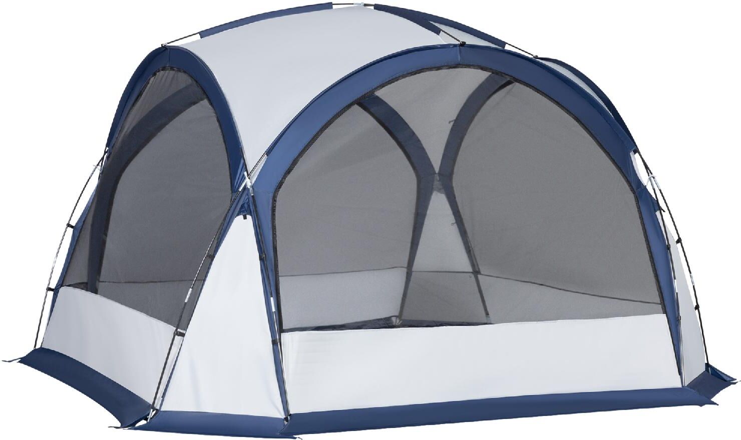 dechome 232a20 tenda da campeggio 6-8 persone 4 porte a cerniera borsa e gancio 350x350x230cm bianca e blu - 232a20