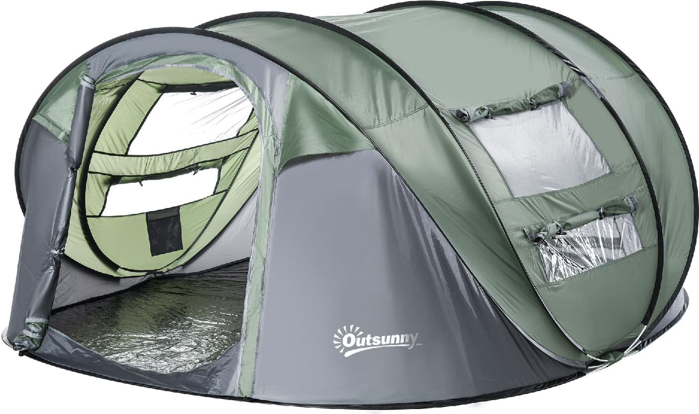 vivagarden 169a tenda da campeggio pop up 4-5 posti impermeabile 2 porte e 4 finestre - 169a