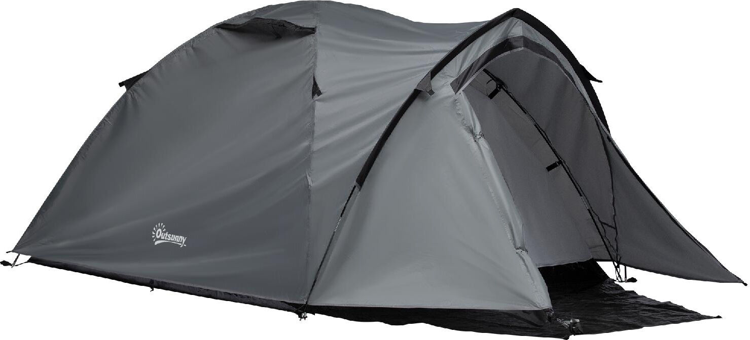 vivagarden 174a tenda da campeggio 4 posti impermeabile con vestibolo e finestre grigio - 174a