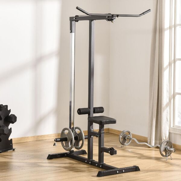 dechome 093v01 stazione fitness pull down per palestra in casa con panca e cavo regolabile nero