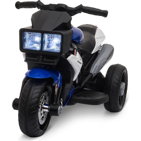 dechome 102bu/370 moto elettrica per bambini 3-5 anni a 3 ruote, luci e suoni, batteria 6v colore nero e blu - 102bu/370