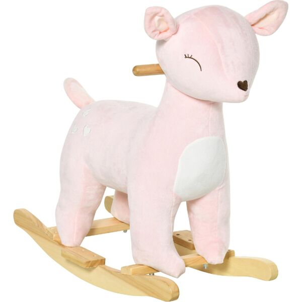 dechome 139/330 dondolo cervo peluche in legno con suoni cavalcabile per bambini da 3+ anni colore rosa - 139/330