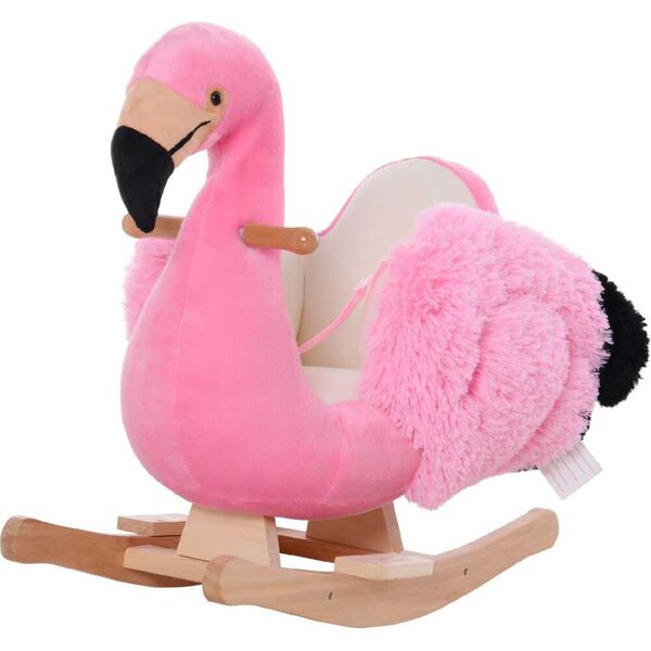 dechome 330100 fenicottero dondolo in legno e peluche rosa - 330100