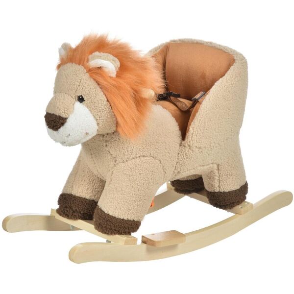 dechome 330115 dondolo giocattolo a forma di leone per bambini 18-36 mesi in legno e peluche - 330115