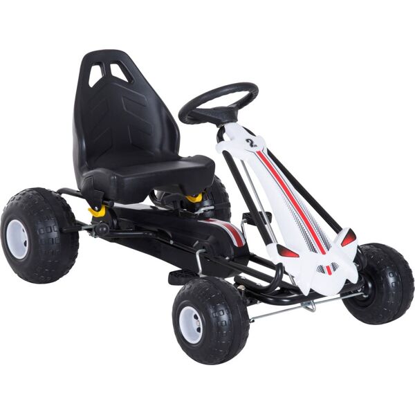 dechome 3410d1 go-kart a pedali seduta regolabile cavalcabile per bambini da 3+ anni colore bianco e rosso - 3410d1