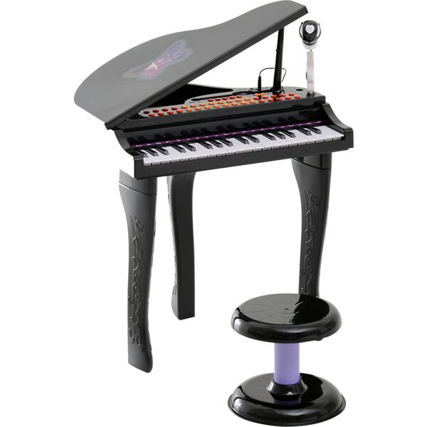 dechome 350003bk mini pianoforte con microfono e sgabello per bambini da 4+ anni gioco creativo colore nero - 350003bk