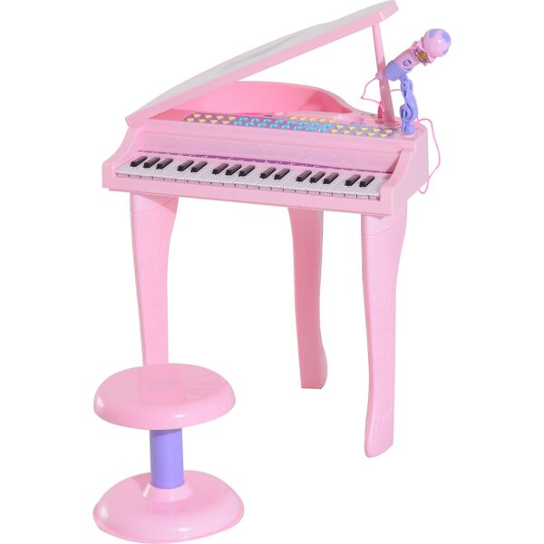 dechome 350003pk mini pianoforte con microfono e sgabello per bambini da 4+ anni gioco creativo colore rosa - 350003pk
