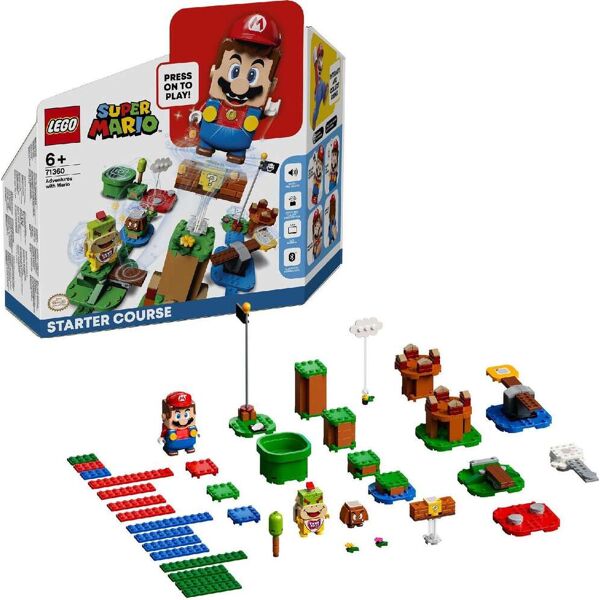 lego 71360 super mario - avventure di mario starter pack percorso ad ostacoli da costruire con personaggi interattivi costruzioni per bambini da 6+ anni - 71360