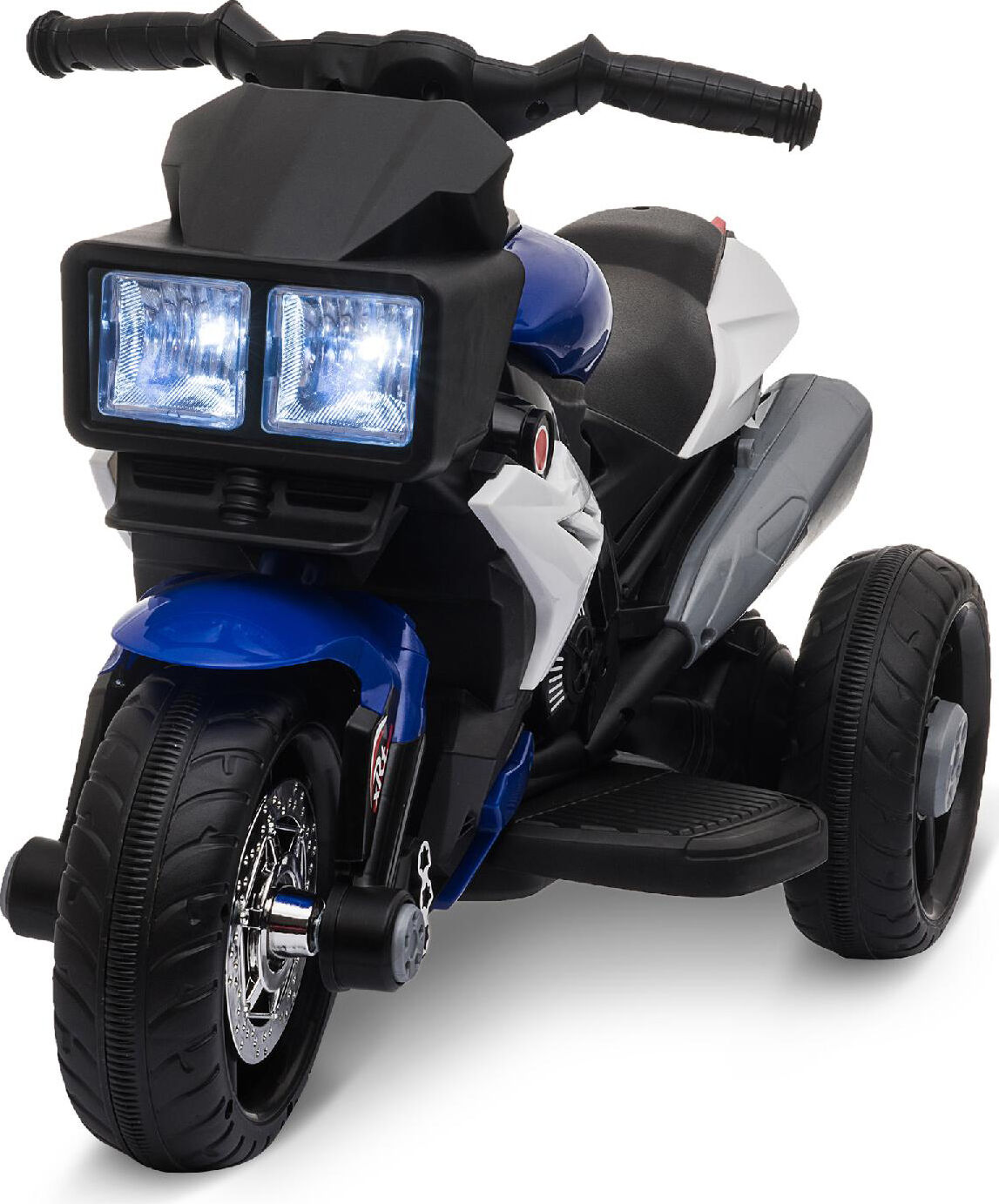 dechome 102bu/370 moto elettrica per bambini 3-5 anni a 3 ruote, luci e suoni, batteria 6v colore nero e blu - 102bu/370