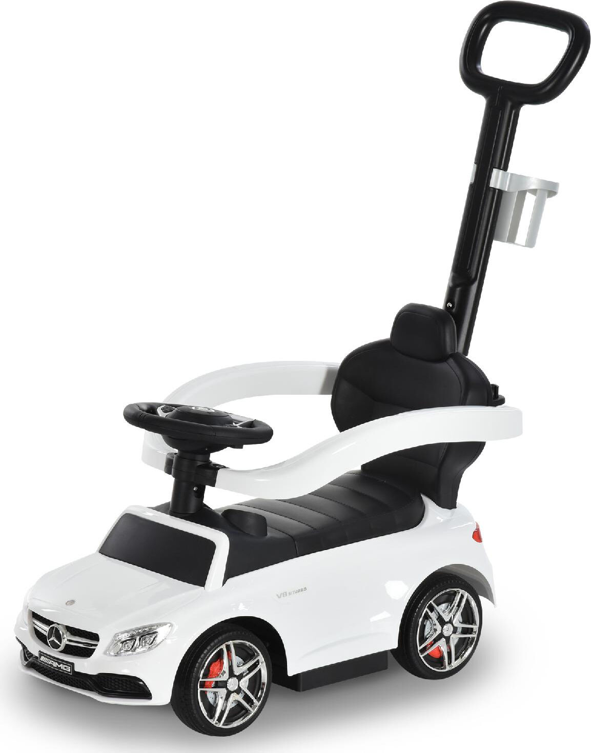 dechome 112wt macchina mercedes-benz a spinta con maniglione e barre di sicurezza cavalcabile per bambini 1+ anni colore bianco - 112wt