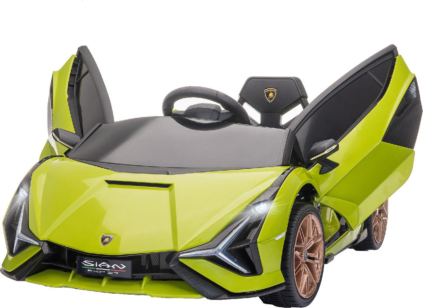 dechome 171v90gn macchina elettrica per bambini lamborghini con fari e volante 3+ anni colore verde - 171v90gn