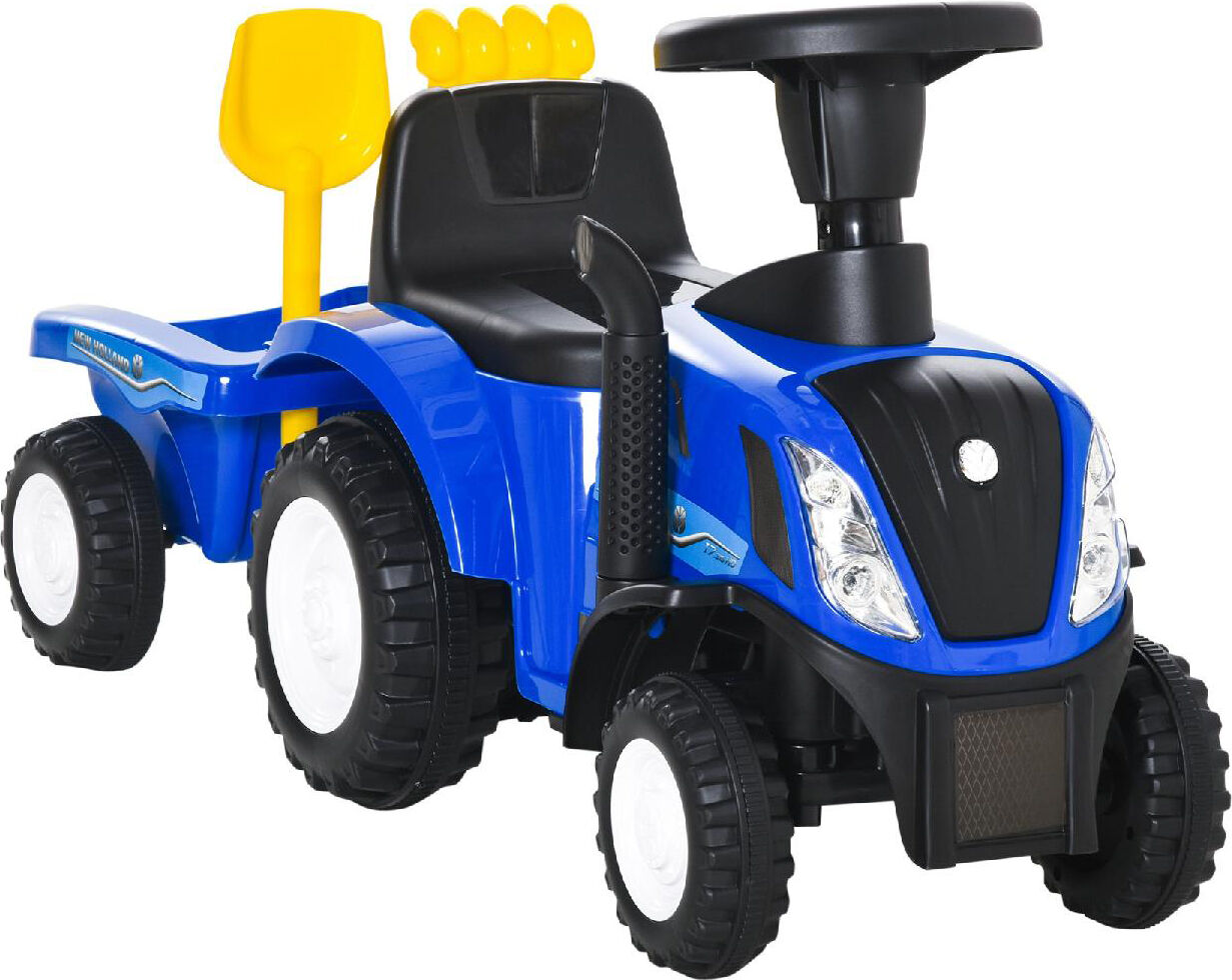 dechome 173bu/370 macchina trattore per bambini da 1+ anni con rimorchio rastrello e pala cavalcabile colore blu - 173bu/370