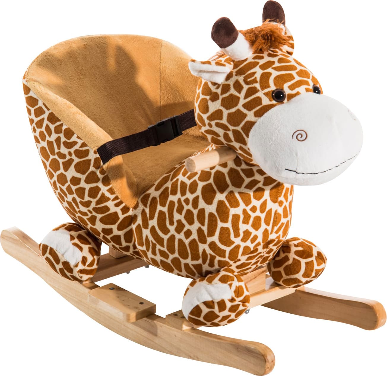 dechome 330006 dondolo giraffa peluche in legno con suoni cavalcabile per bambini da 18+ mesi colore marrone - 330006