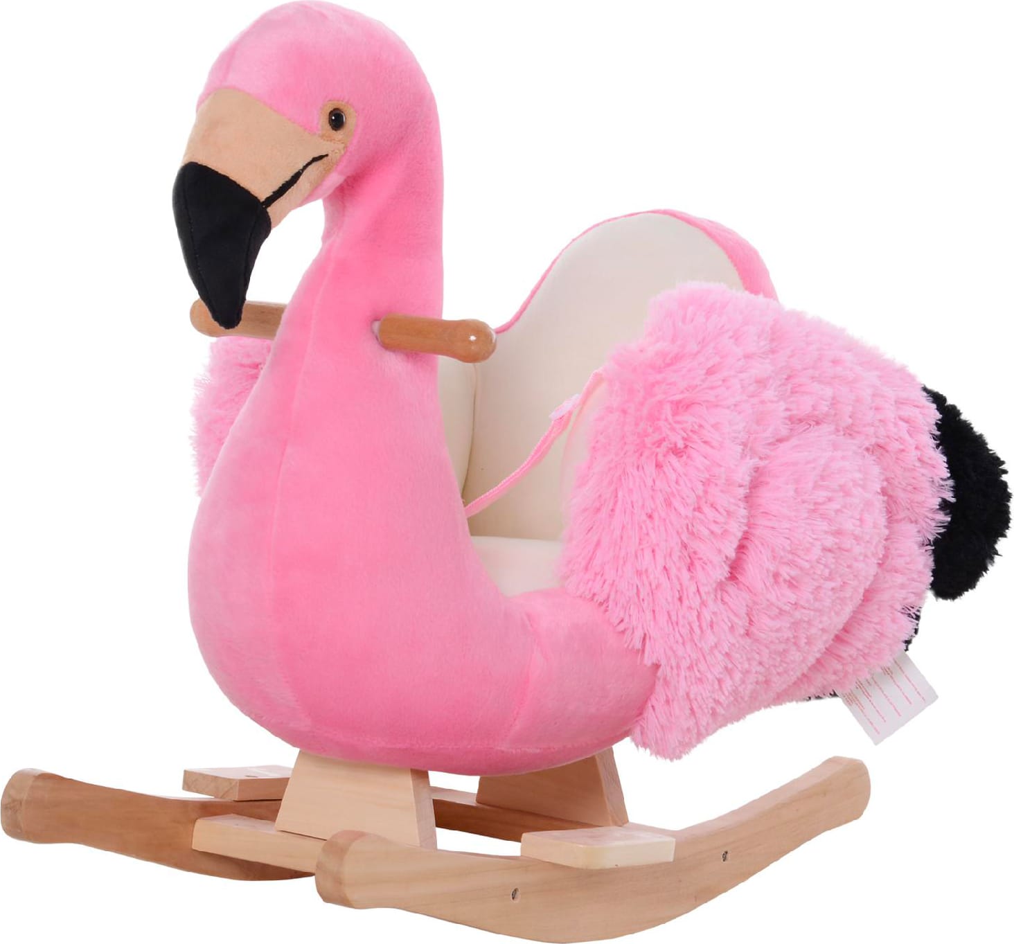 dechome 330100 fenicottero dondolo in legno e peluche rosa - 330100