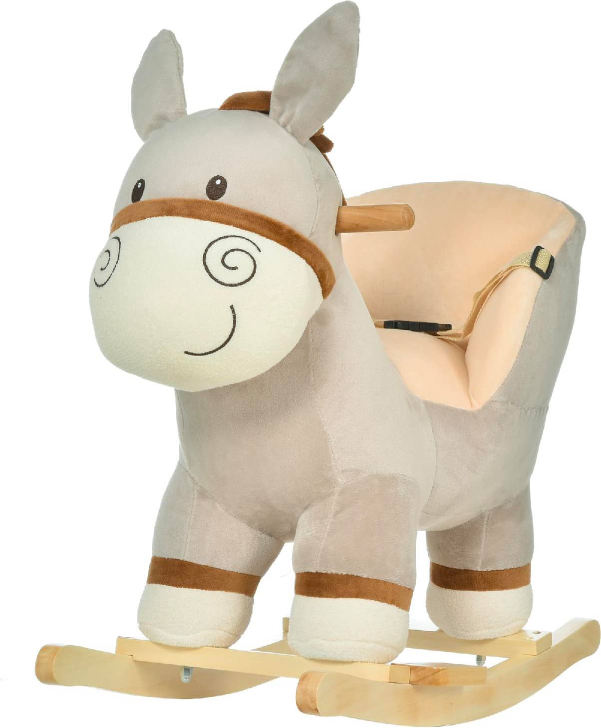 dechome 330110 dondolo giocattolo forma di asino per bambini in legno di pioppo e peluche grigio - 330110