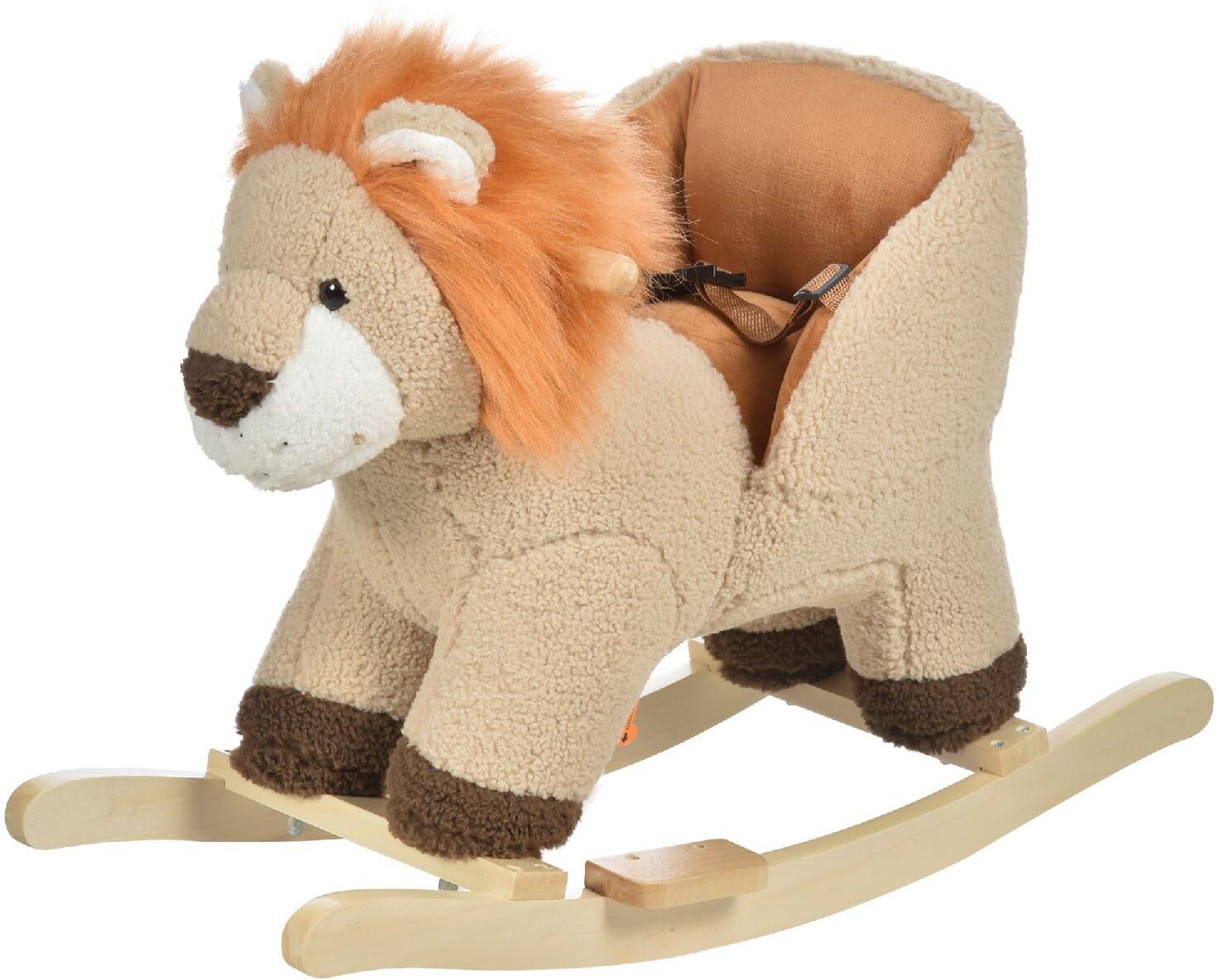 dechome 330115 dondolo giocattolo a forma di leone per bambini 18-36 mesi in legno e peluche - 330115