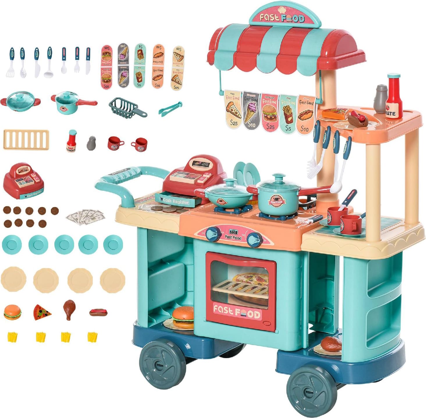 dechome 355595 cucina giocattolo con 50 accessori playset per bambini da 3+ anni - 355595