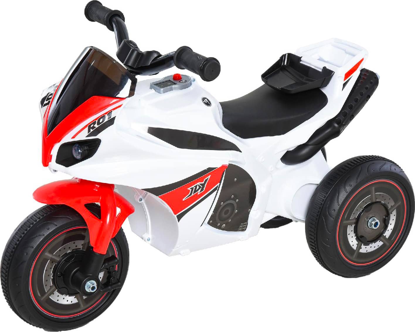 dechome 370057gt moto elettrica per bambini a tre ruote con musica 18+ mesi colore bianco e rosso - 370057gt