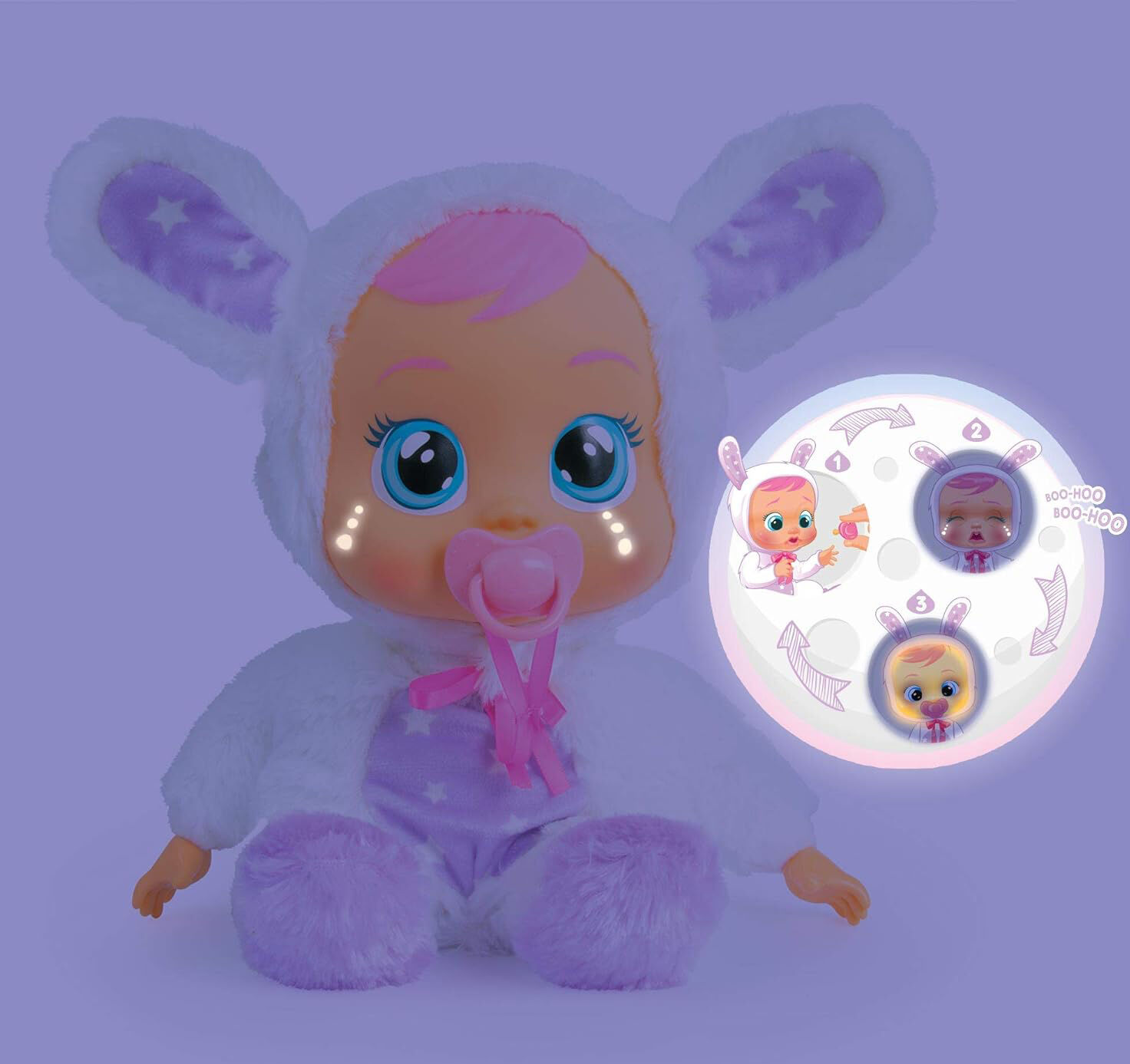 imc toys 93140 cry babies good night coney bambola interattiva morbida per bambini da 18+ mesi - 93140