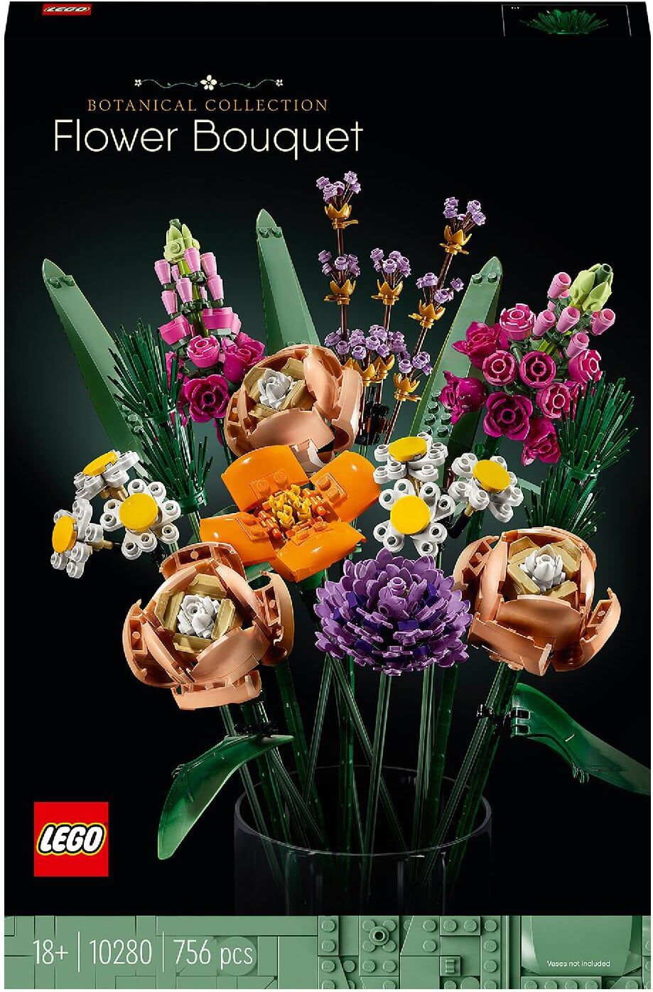 lego 10280 icons - bouquet di fiori set fiori artificiali con rose, bocche di leone e papaveri kit modellismo costruzioni per adulti 18+ anni - 10280
