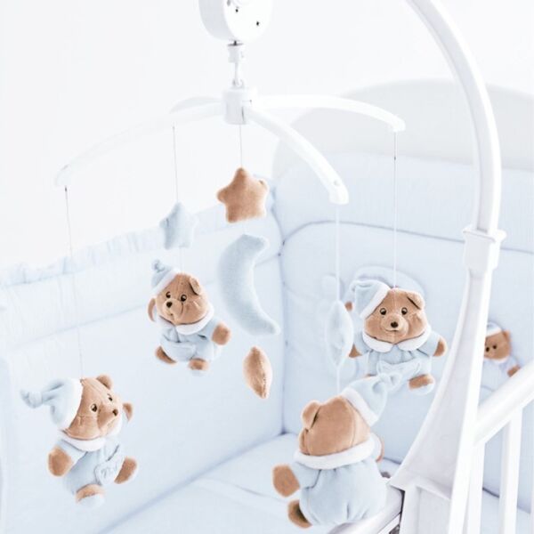 nanan 1257a giostrina elettrica con carrilon e peluches azzurro per culla prima infanzia per bambini da 0+ mesi - 1257a