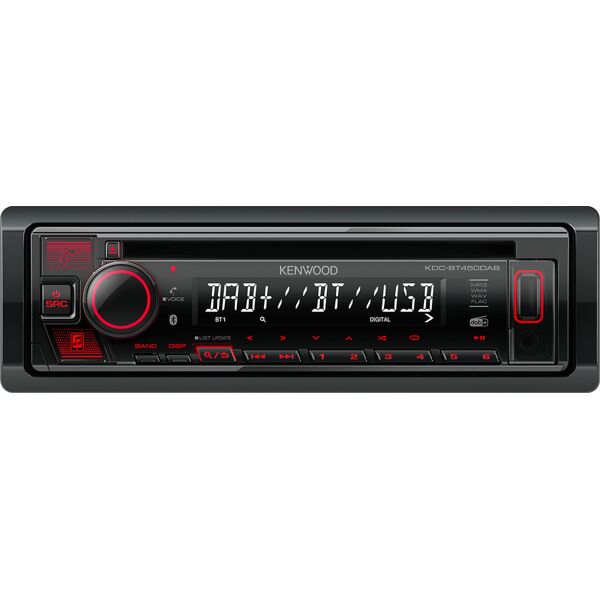 kenwood kdc-bt450dab autoradio bluetooth 1 din radio dab lettore cd usb direct frontale potenza 200 watt - kdc-bt450dab