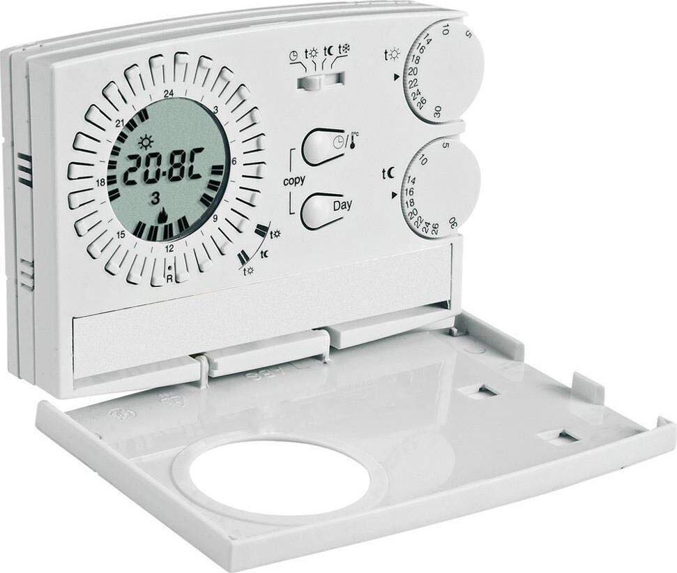 perry cr 209s cronotermostato settimanale / giornaliero termostato riscaldamento ambiente analogico a batterie colore bianco - cr 209/s