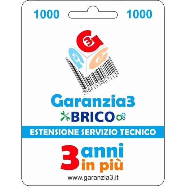 garanzia 3 extgarbrico1000 brico - estensione del servizio tecnico fino a 1000,00 euro - garanzia3