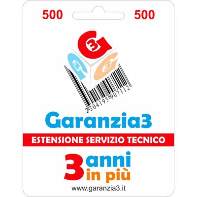 garanzia 3 Extgar1 Estensione Del Servizio Tecnico Fino A 500,00 Euro - Garanzia3 garanzia 3 Extgar1 Estensione Del Servizio Tecnico Fino A 500,00 Euro - Garanzia3