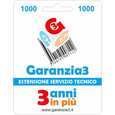 garanzia 3 Extgar2 Estensione Del Servizio Tecnico Fino A 1.000,00 Euro - Garanzia3 garanzia 3 Extgar2 Estensione Del Servizio Tecnico Fino A 1.000,00 Euro - Garanzia3