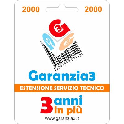 garanzia 3 Extgar3 Estensione Del Servizio Tecnico Fino A 2.000,00 Euro - Garanzia3 garanzia 3 Extgar3 Estensione Del Servizio Tecnico Fino A 2.000,00 Euro - Garanzia3
