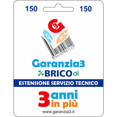 garanzia 3 Extgarbrico150 Brico - Estensione Del Servizio Tecnico Fino A 150,00 Euro - Garanzia3 garanzia 3 Extgarbrico150 Brico - Estensione Del Servizio Tecnico Fino A 150,00 Euro - Garanzia3