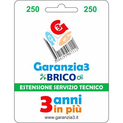 garanzia 3 Extgarbrico250 Brico - Estensione Del Servizio Tecnico Fino A 250,00 Euro - Garanzia3 garanzia 3 Extgarbrico250 Brico - Estensione Del Servizio Tecnico Fino A 250,00 Euro - Garanzia3