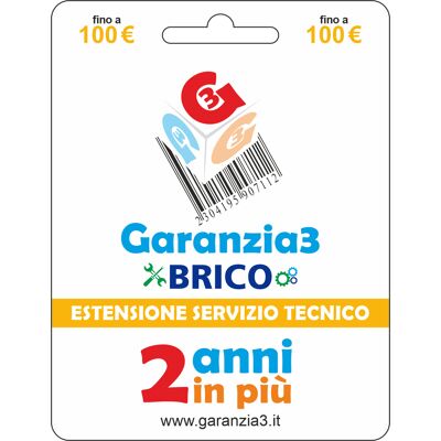 garanzia 3 G2bpdit100 Brico - Estensione Del Servizio Tecnico Fino A 100,00 Euro - Garanzia3 garanzia 3 G2bpdit100 Brico - Estensione Del Servizio Tecnico Fino A 100,00 Euro - Garanzia3