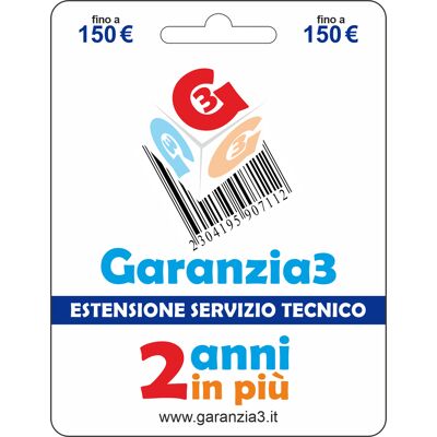 garanzia 3 G2pdit150 Estensione Del Servizio Tecnico 2 Anni Fino A 150,00 Euro - Garanzia3 garanzia 3 G2pdit150 Estensione Del Servizio Tecnico 2 Anni Fino A 150,00 Euro - Garanzia3