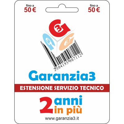 garanzia 3 G2pdit50 Estensione Del Servizio Tecnico 2 Anni Fino A 50,00 Euro - Garanzia3 garanzia 3 G2pdit50 Estensione Del Servizio Tecnico 2 Anni Fino A 50,00 Euro - Garanzia3
