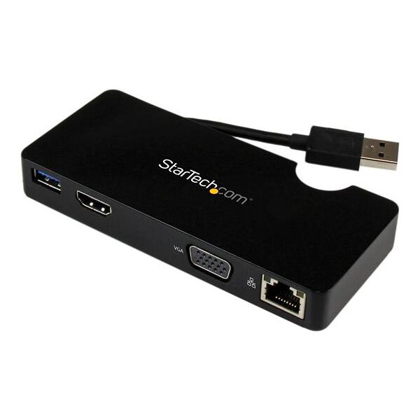 startech usb3smdockhv mini docking station universale per laptop usb 3.0 con uscita hdmi/vga e gigabit ethernet usb3.0 - usb3smdockhv