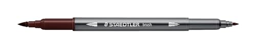 Staedtler Aquarell 3001-75 Pennarelli a doppia fibra, design Journey, punta fine e punta flessibile, acquerellabile, 10 pennarelli marrone cioccolato