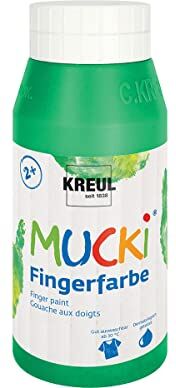 KREUL 23210-Vernice Luminosa Mucki, Verde, parabeni, glutine, Senza lattosio e vegana, Lavabile, verniciabile con Pennello, Spugna, spatola e Dita, Colore Green, 750 ml, 23210