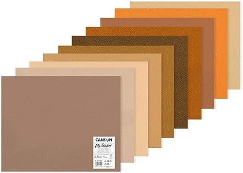 Canson carta Mi-Teintes (Nido-api),Confezione da 10 fogli 160 g/m2, 50x65 cm, colori bruni