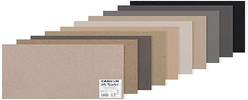Canson carta Mi-Teintes (Nido-api),Confezione da 10 fogli 160 g/m2, 50x65 cm, colori grigi