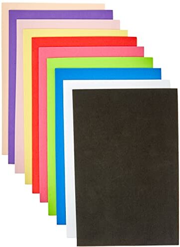 Rayher fogli di gomma crepla gomma eva dimensione 15 x 22,5 cm spessore 3mm busta da 10 pezzi tinta unita, colori assortiti per decorazioni fai da te bricolage